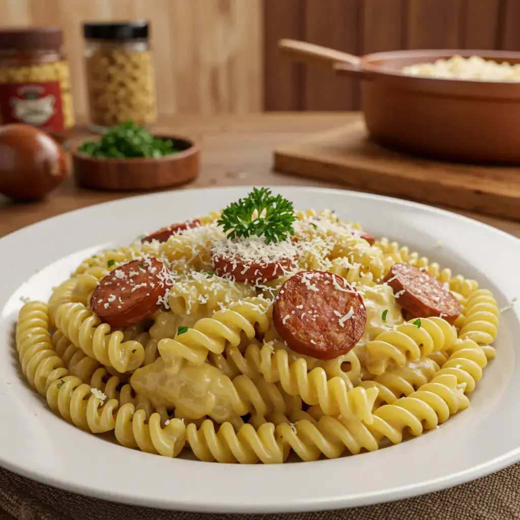 Receita de Macarrão com linguiça calabresa e creme de leite - Dicas e Dicas